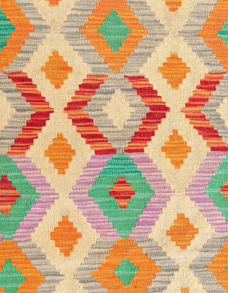 Detail image of 2' 10 x 9' 8  Hand Woven Kilim Maymana Wool Runner Rug