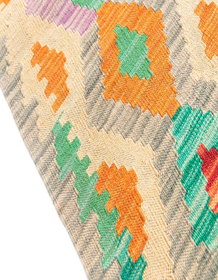 Detail image of 2' 10 x 9' 8  Hand Woven Kilim Maymana Wool Runner Rug
