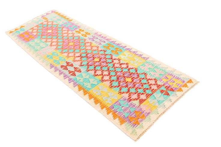 Detail image of 2' 4 x 6' 7 Hand Woven Kilim Maymana Wool Runner Rug