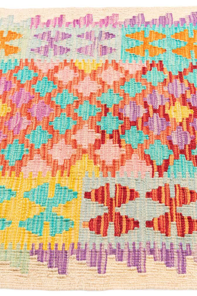 2' 4 x 6' 7 Hand Woven Kilim Maymana Wool Runner Rug