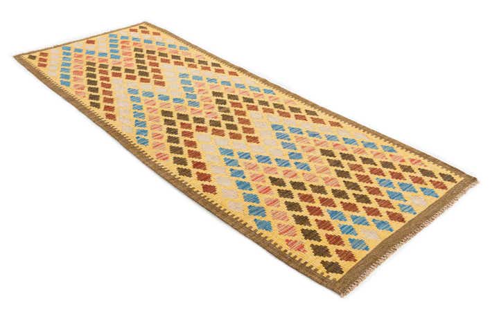 2' 6 x 6' 5 Hand Woven Kilim Maymana Wool Runner Rug