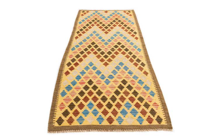 2' 6 x 6' 5 Hand Woven Kilim Maymana Wool Runner Rug