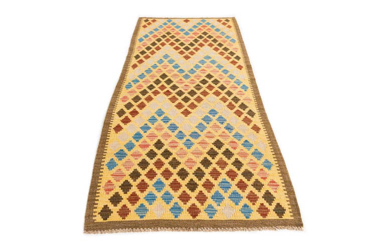 Detail image of 2' 6 x 6' 5 Hand Woven Kilim Maymana Wool Runner Rug