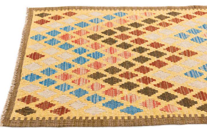 2' 6 x 6' 5 Hand Woven Kilim Maymana Wool Runner Rug