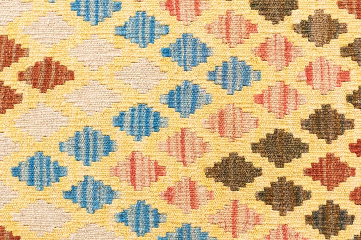 Detail image of 2' 6 x 6' 5 Hand Woven Kilim Maymana Wool Runner Rug