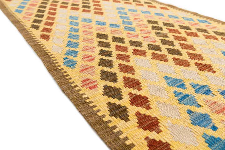 2' 6 x 6' 5 Hand Woven Kilim Maymana Wool Runner Rug