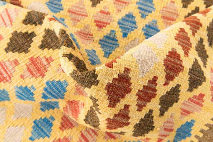 2' 6 x 6' 5 Hand Woven Kilim Maymana Wool Runner Rug