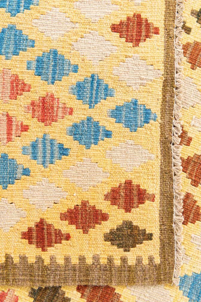 2' 6 x 6' 5 Hand Woven Kilim Maymana Wool Runner Rug
