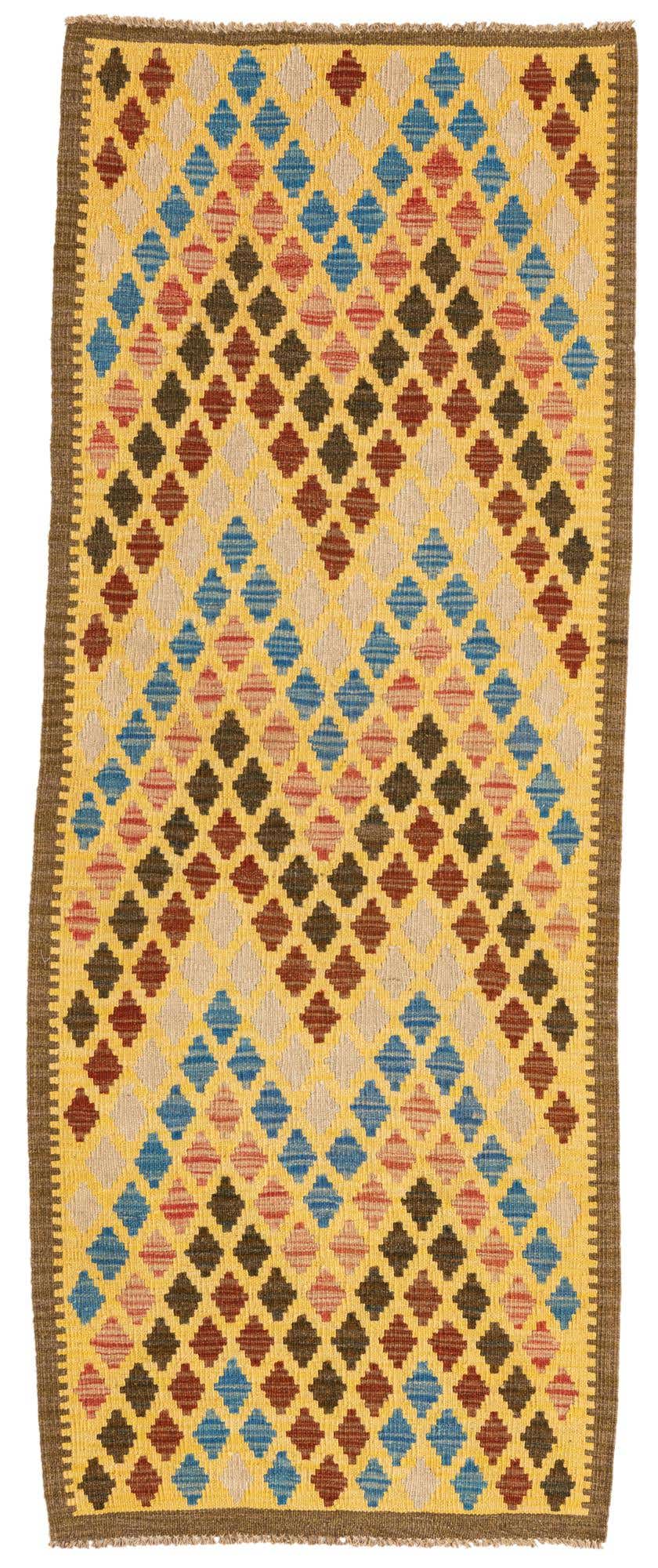 2' 6 x 6' 5 Hand Woven Kilim Maymana Wool Runner Rug