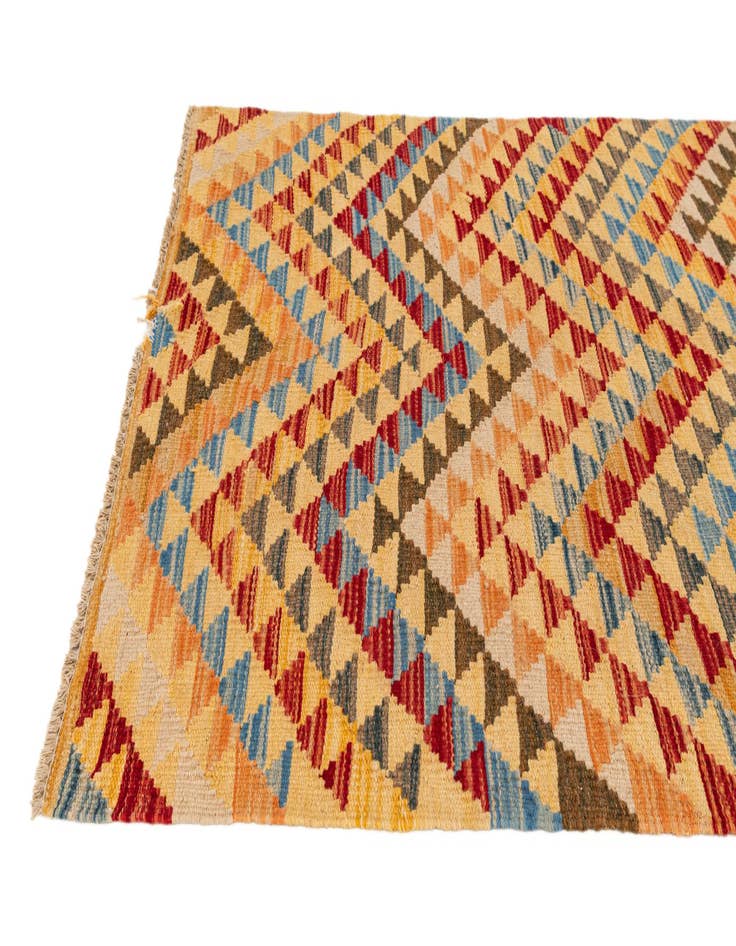 Detail image of 3' x 15' 10  Hand Woven Kilim Maymana Wool Runner Rug