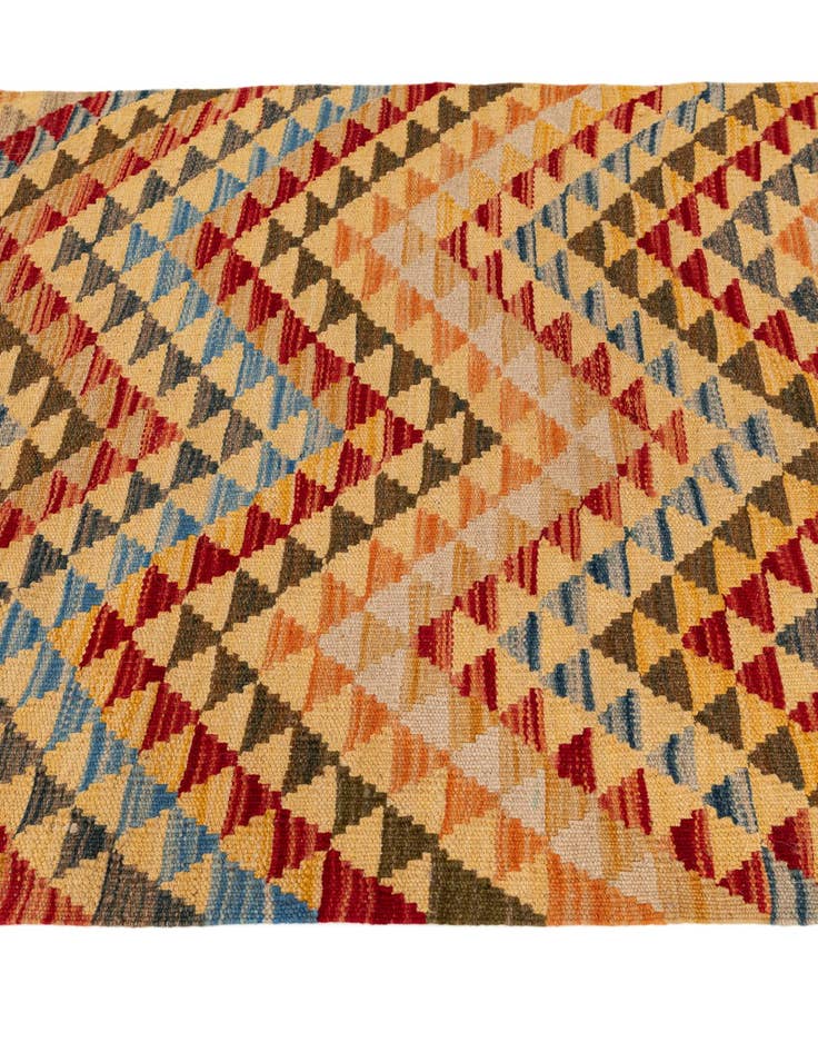 Detail image of 3' x 15' 10  Hand Woven Kilim Maymana Wool Runner Rug