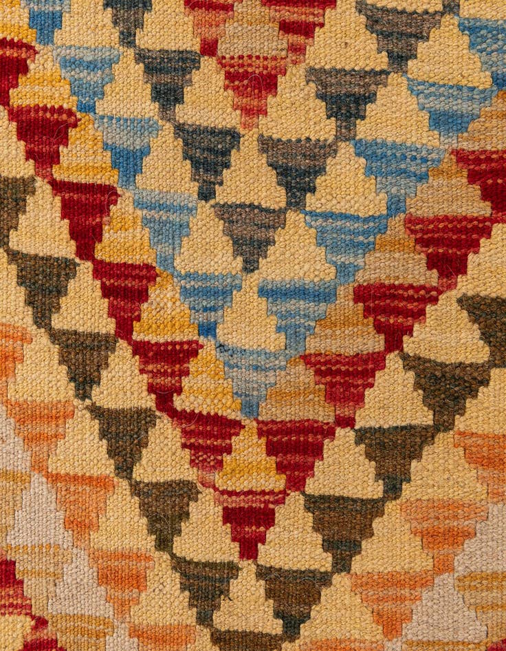 Detail image of 3' x 15' 10  Hand Woven Kilim Maymana Wool Runner Rug