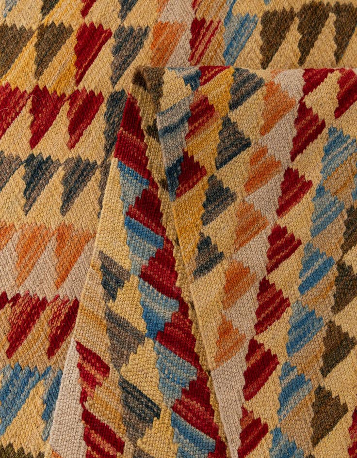 Detail image of 3' x 15' 10  Hand Woven Kilim Maymana Wool Runner Rug