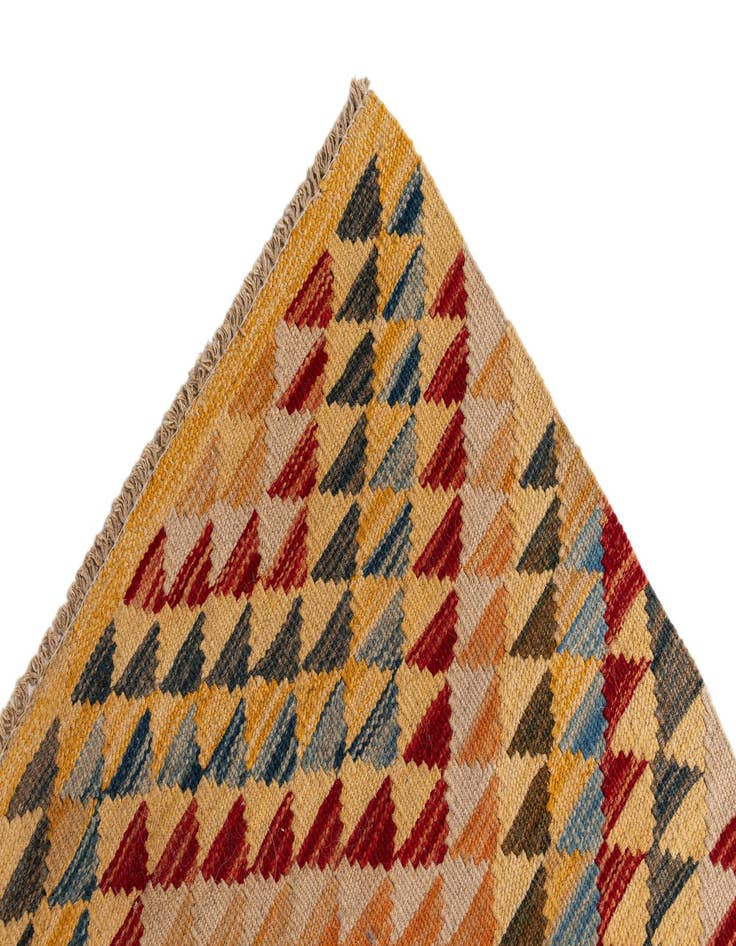 Detail image of 3' x 15' 10  Hand Woven Kilim Maymana Wool Runner Rug