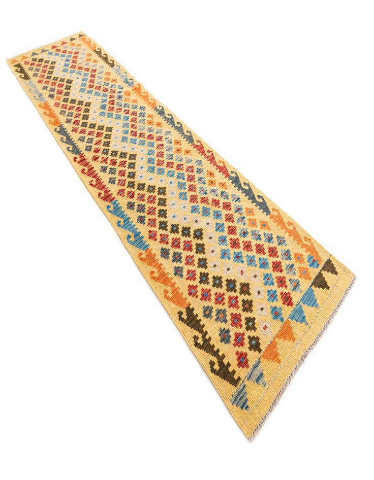 Detail image of 2' 9 x 9' 10  Hand Woven Kilim Maymana Wool Runner Rug