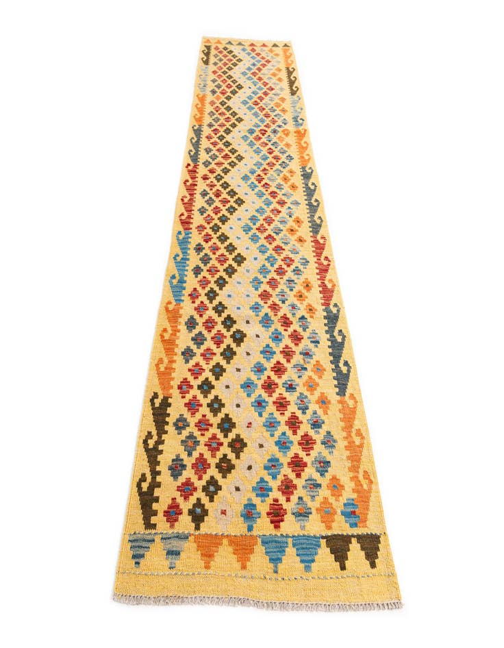 Detail image of 2' 9 x 9' 10  Hand Woven Kilim Maymana Wool Runner Rug