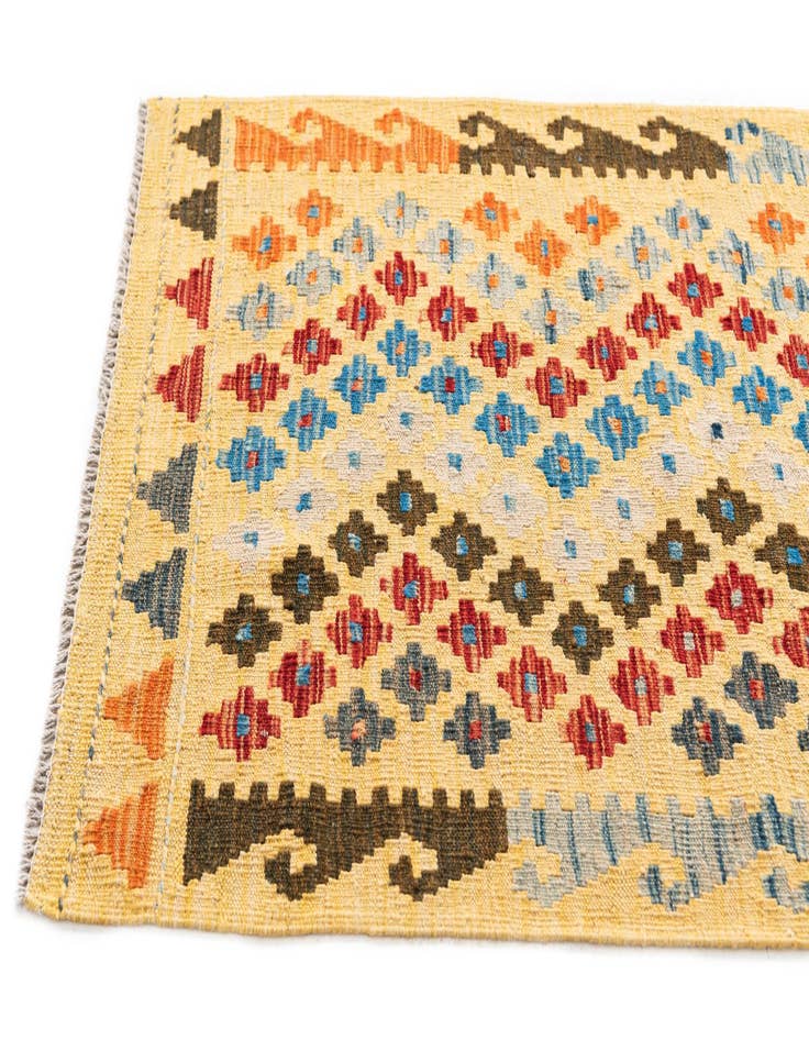 Detail image of 2' 9 x 9' 10  Hand Woven Kilim Maymana Wool Runner Rug