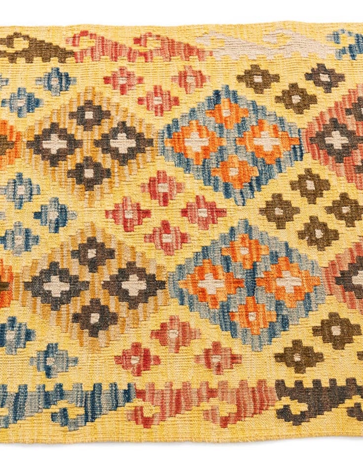 Detail image of 2' 7 x 10'  Hand Woven Kilim Maymana Wool Runner Rug