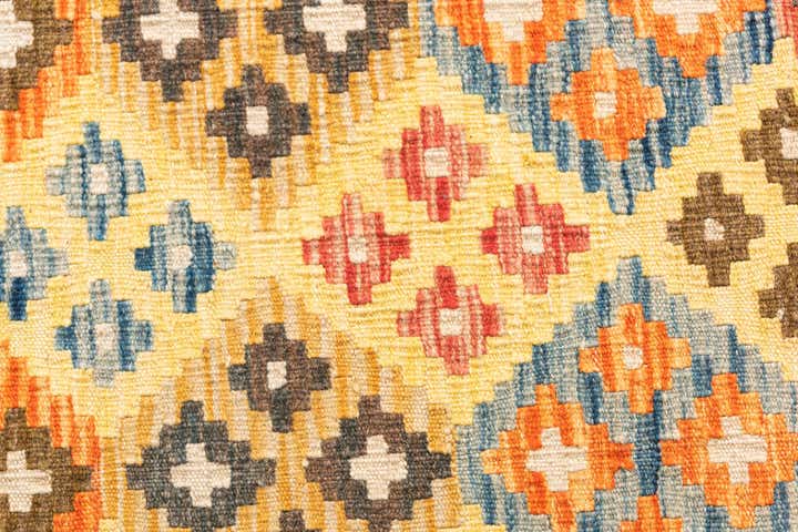 2' 7 x 10' Hand Woven Kilim Maymana Wool Runner Rug
