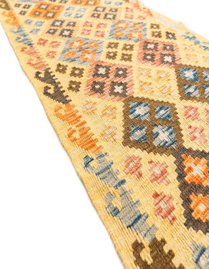 Detail image of 2' 7 x 10'  Hand Woven Kilim Maymana Wool Runner Rug