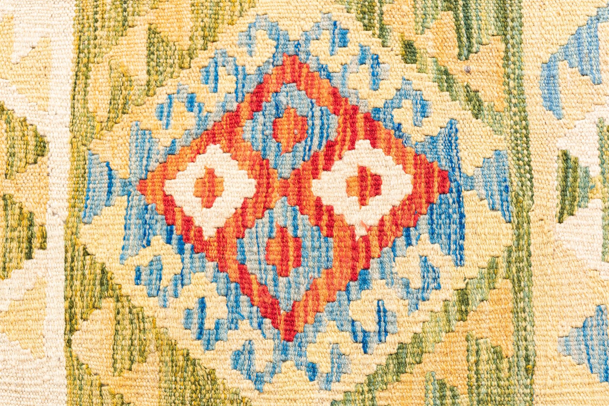 3' 4 x 6' 8 Hand Woven Kilim Maymana Wool Runner Rug