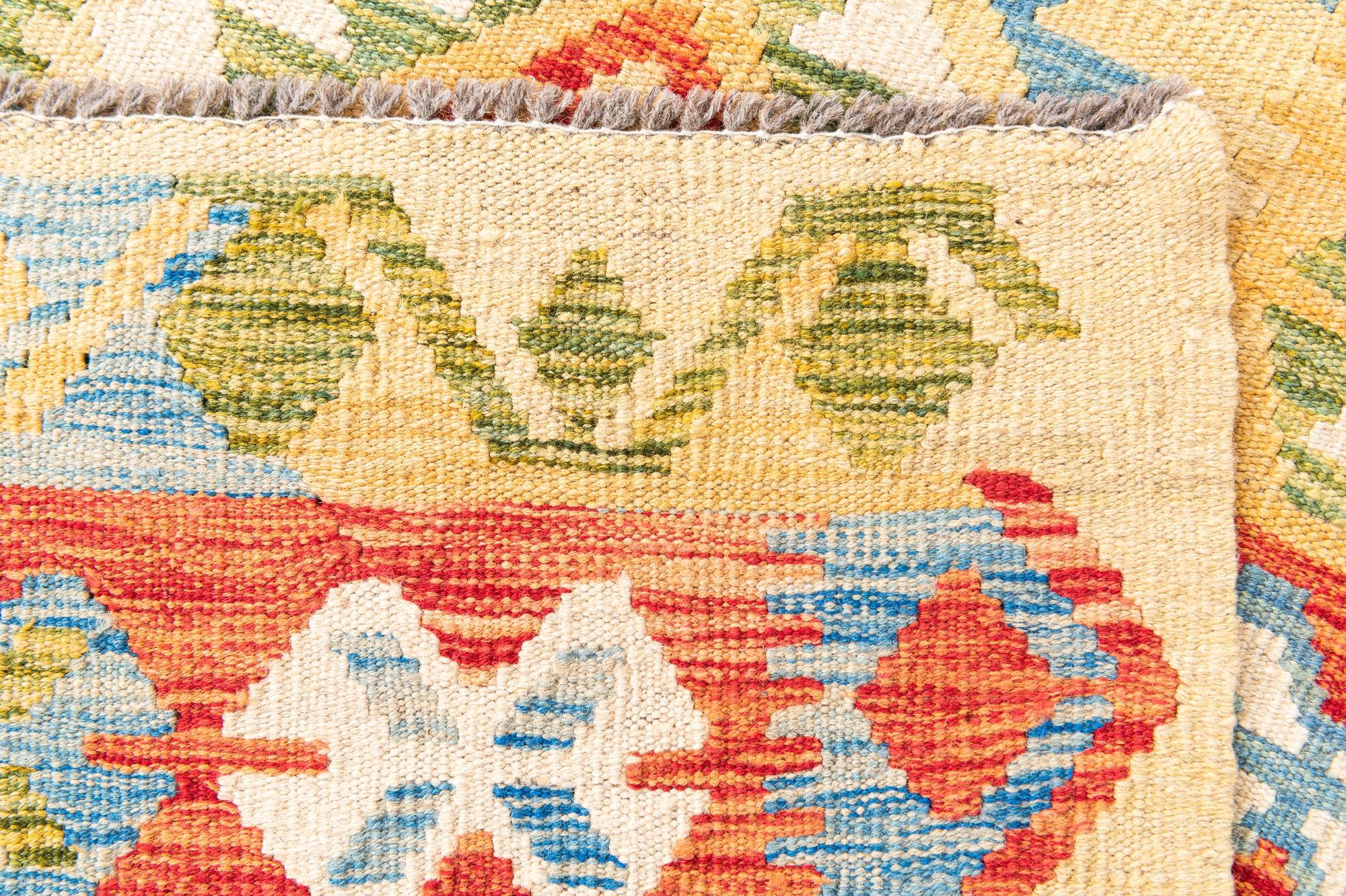 3' 4 x 6' 8 Hand Woven Kilim Maymana Wool Runner Rug