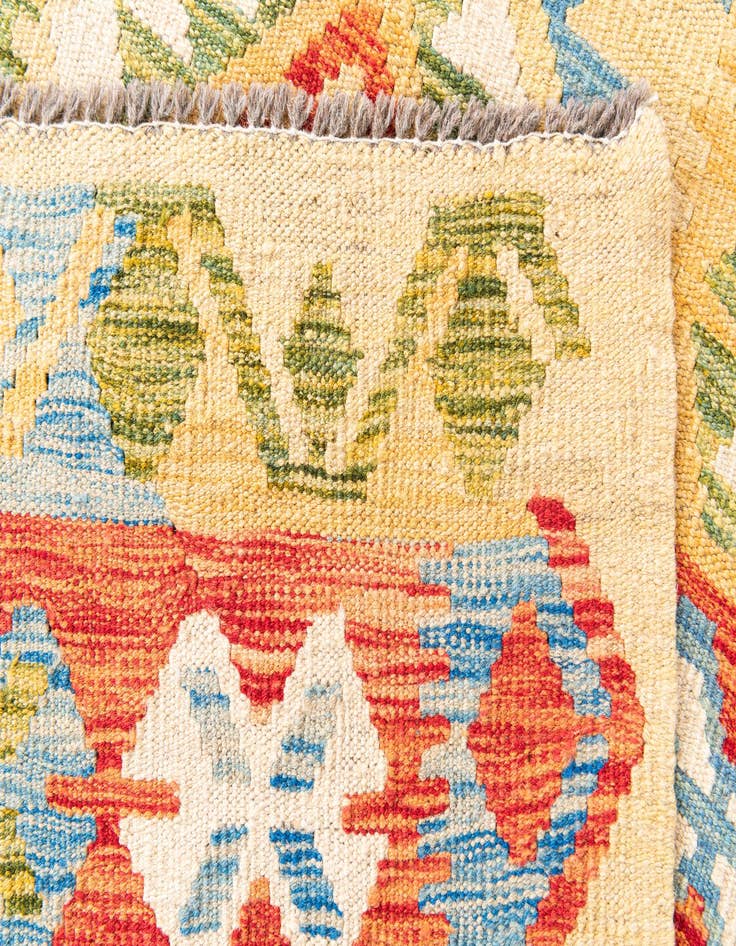 Detail image of 3' 4 x 6' 8  Hand Woven Kilim Maymana Wool Runner Rug