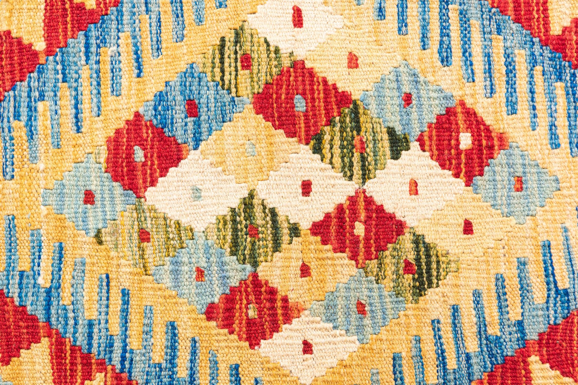 3' 5 x 6' 8 Hand Woven Kilim Maymana Wool Runner Rug