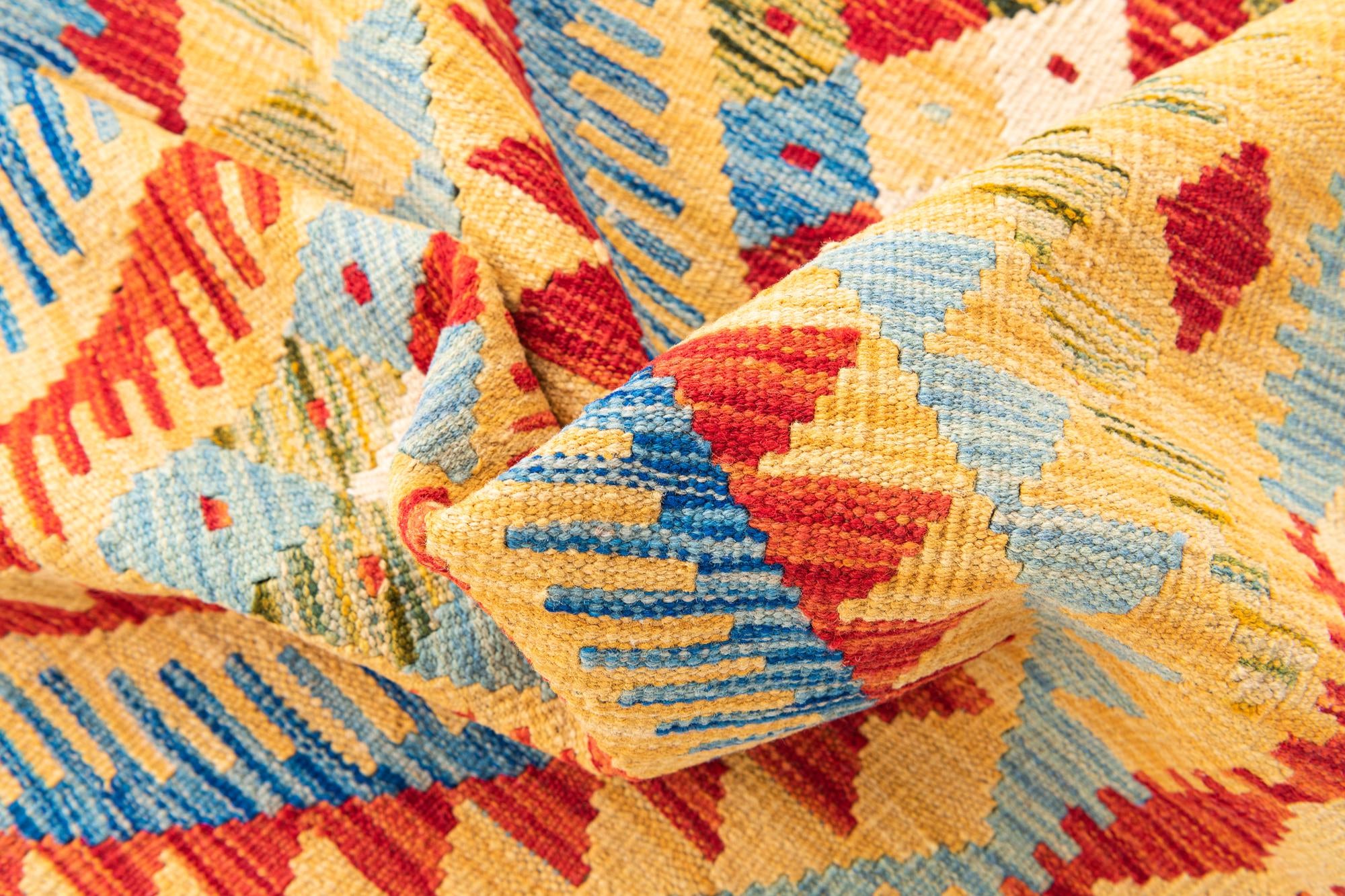 3' 5 x 6' 8 Hand Woven Kilim Maymana Wool Runner Rug