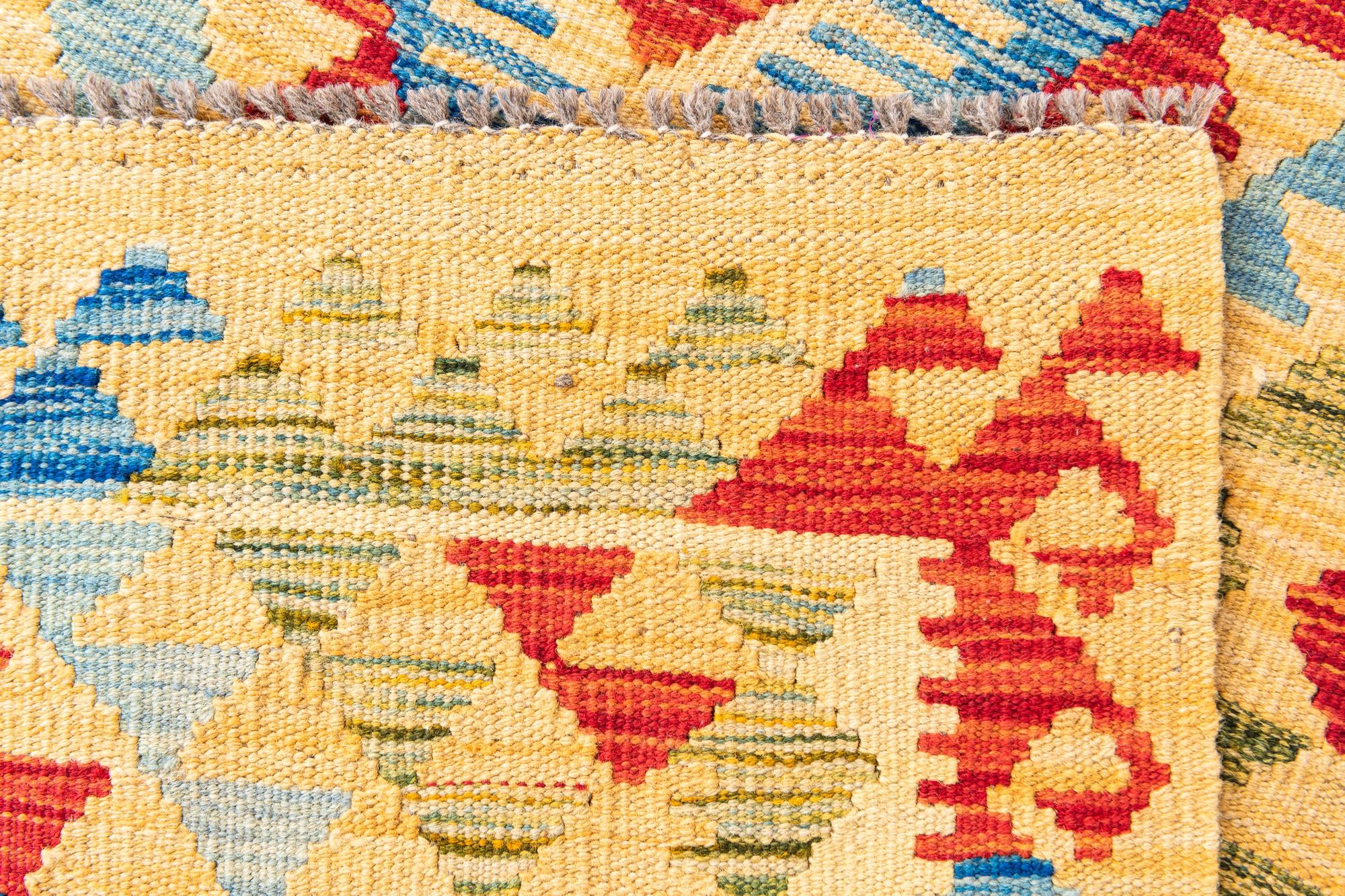 3' 5 x 6' 8 Hand Woven Kilim Maymana Wool Runner Rug