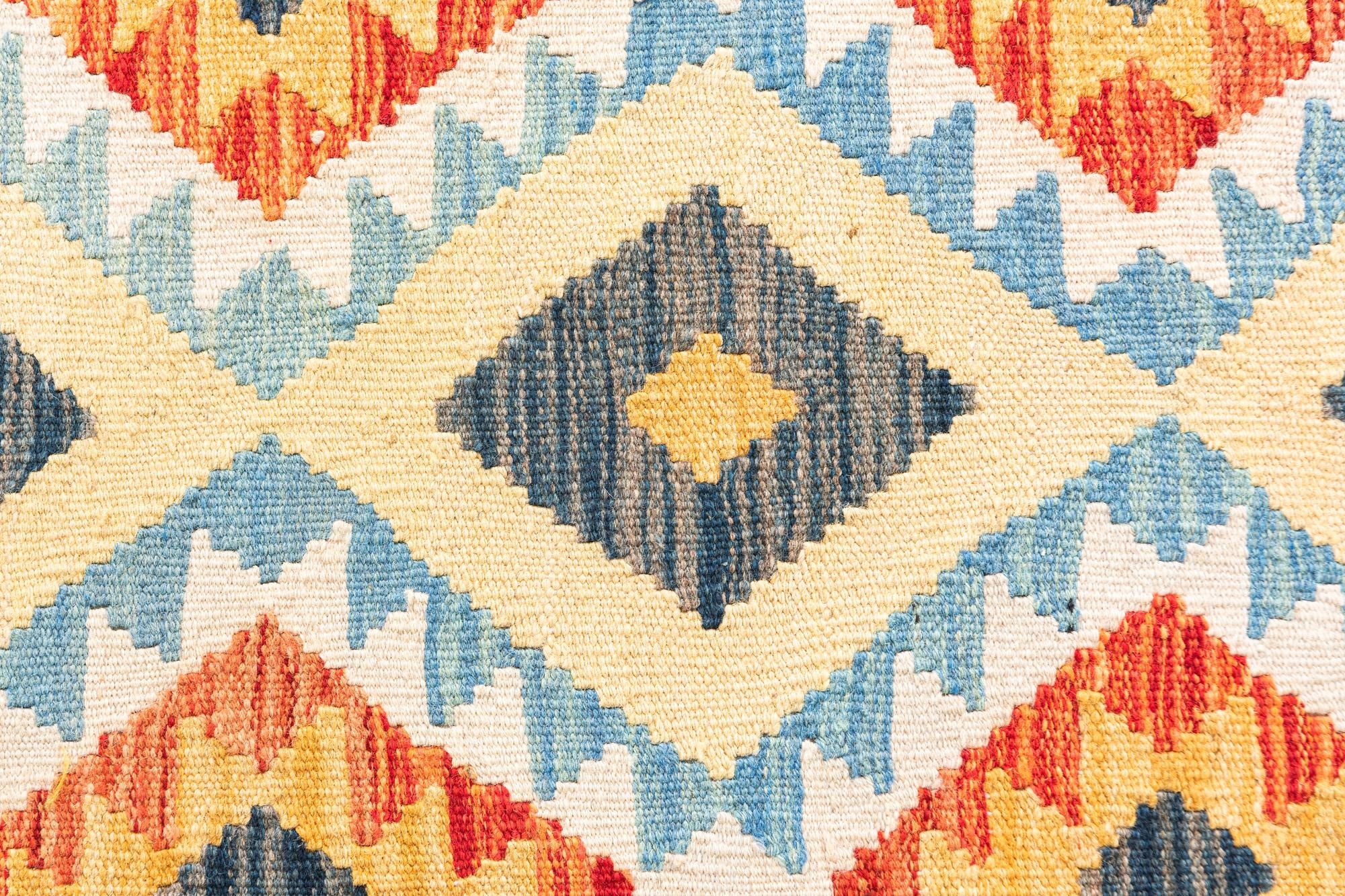 3' 3 x 6' 8 Hand Woven Kilim Maymana Wool Runner Rug