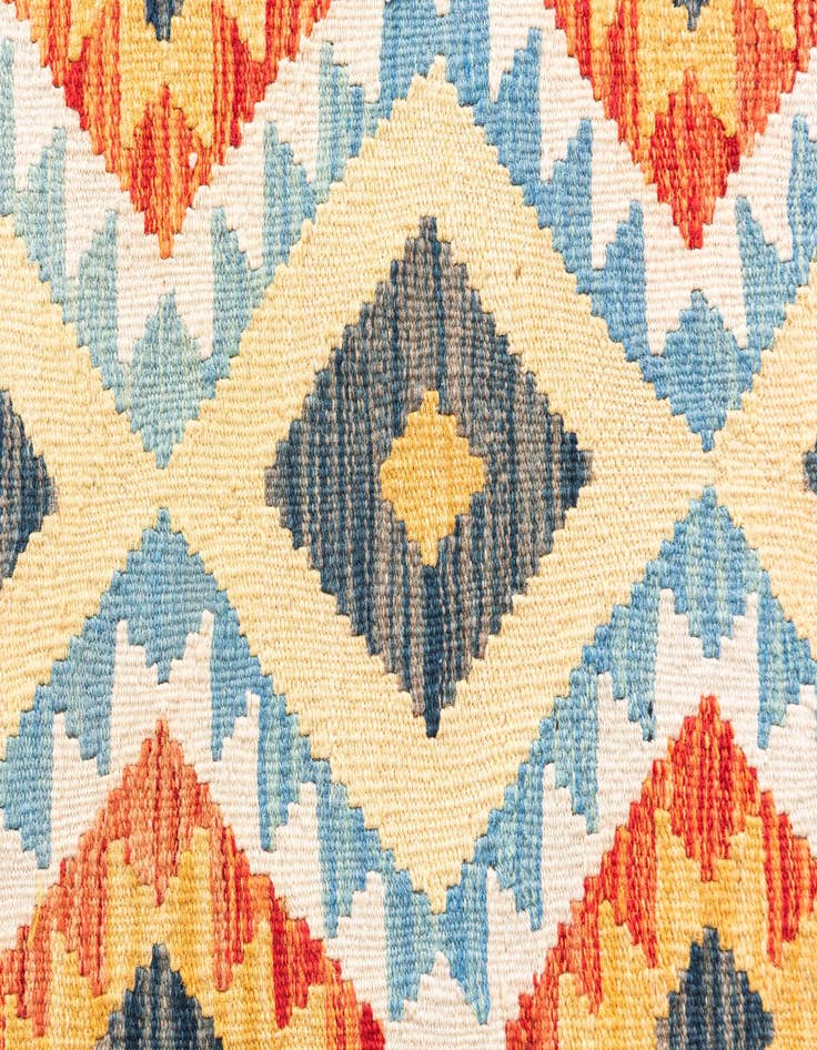 Detail image of 3' 3 x 6' 8  Hand Woven Kilim Maymana Wool Runner Rug
