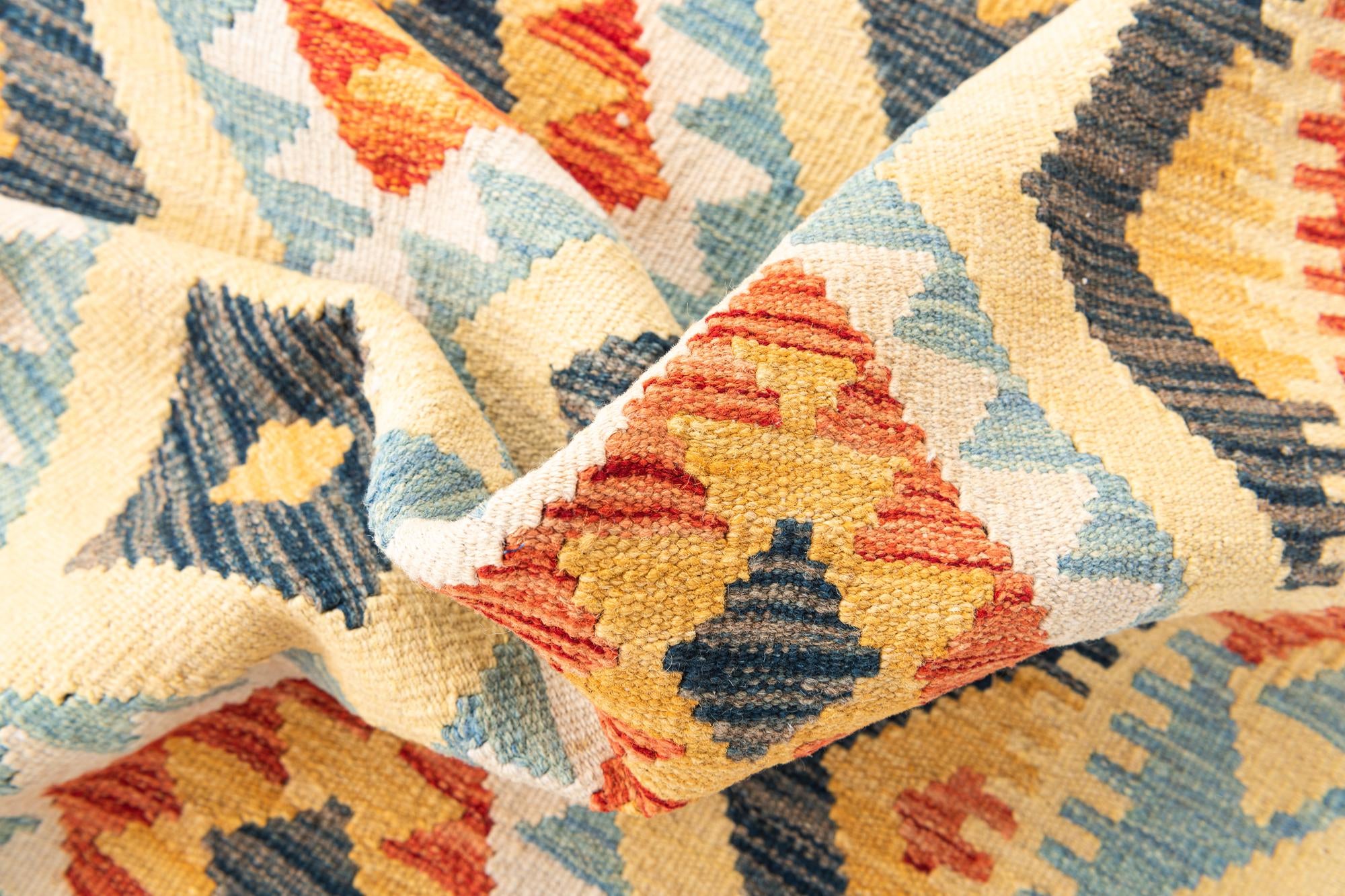 3' 3 x 6' 8 Hand Woven Kilim Maymana Wool Runner Rug
