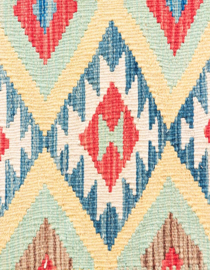 Detail image of 3' 3 x 6' 6  Hand Woven Kilim Maymana Wool Runner Rug