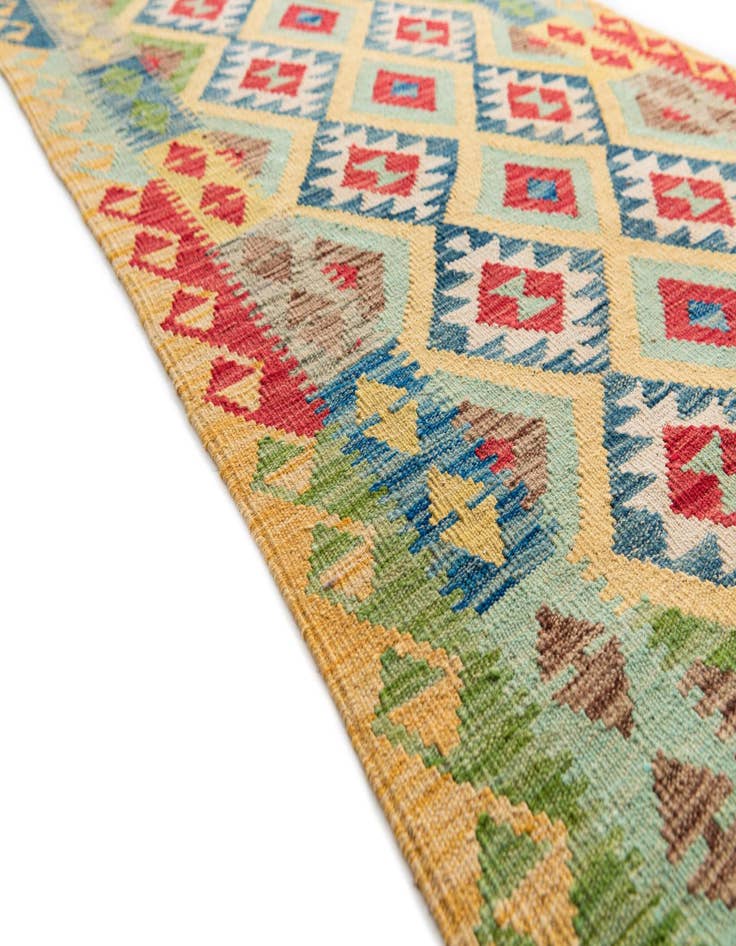 Detail image of 3' 3 x 6' 6  Hand Woven Kilim Maymana Wool Runner Rug