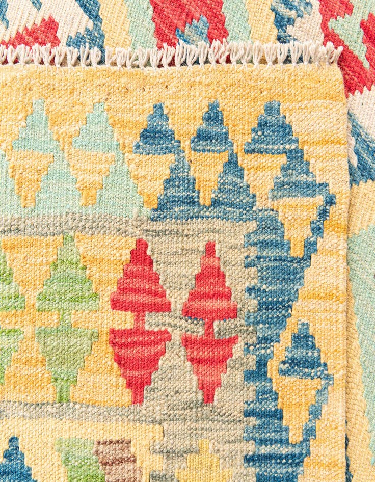 Detail image of 3' 3 x 6' 6  Hand Woven Kilim Maymana Wool Runner Rug