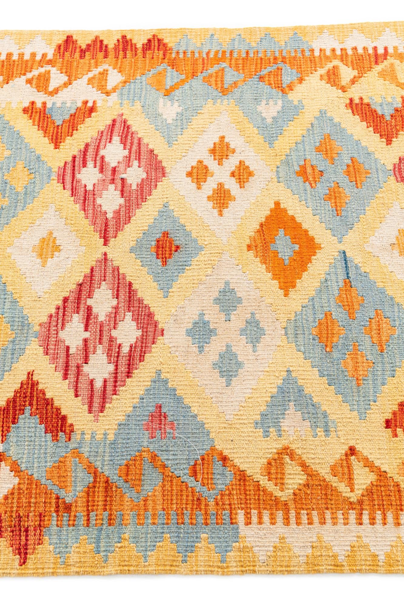 3' 3 x 6' 6 Hand Woven Kilim Maymana Wool Runner Rug