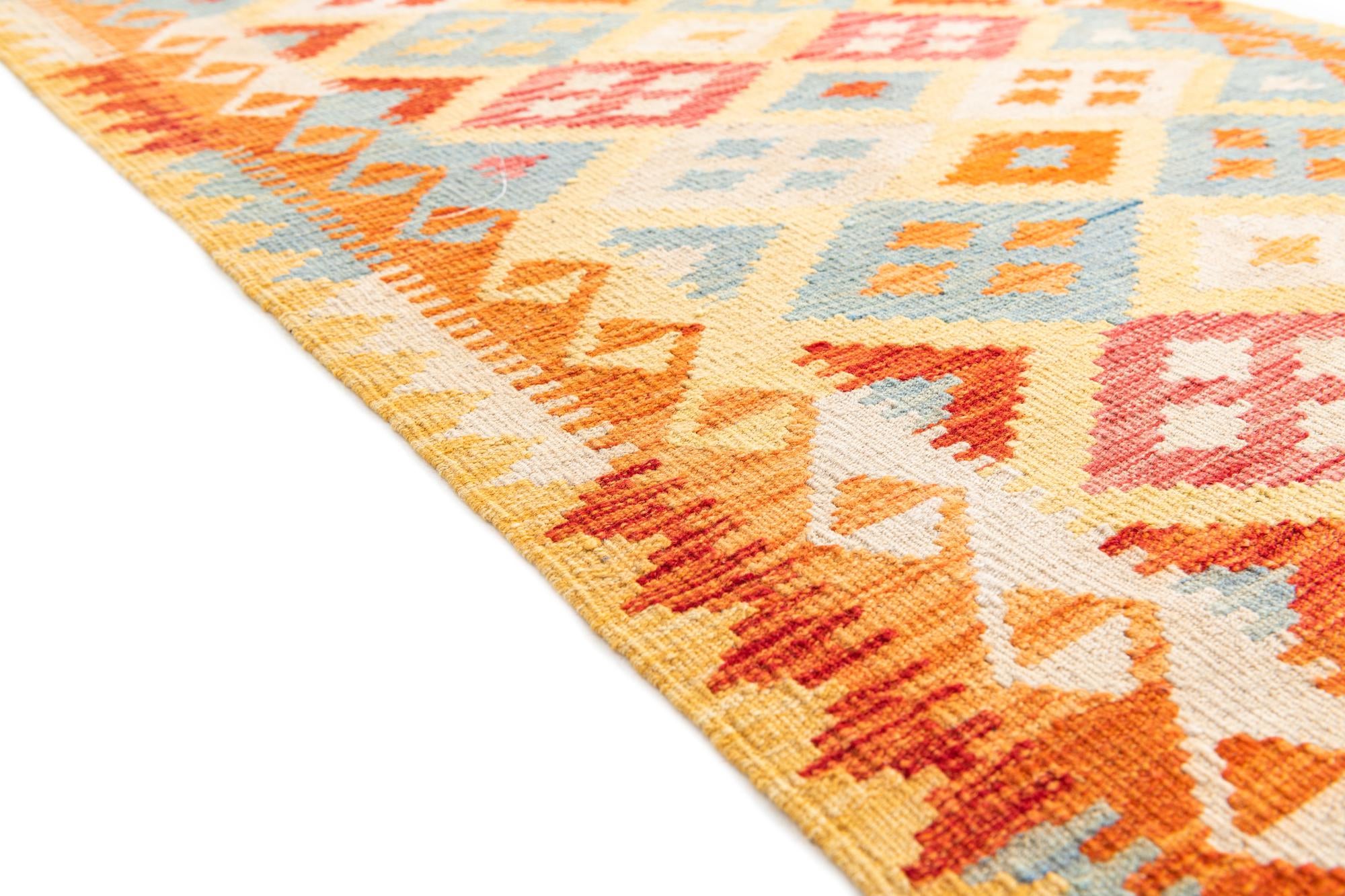 3' 3 x 6' 6 Hand Woven Kilim Maymana Wool Runner Rug