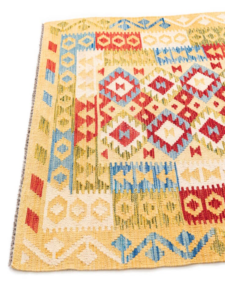 Detail image of 3' 5 x 6' 8  Hand Woven Kilim Maymana Wool Runner Rug