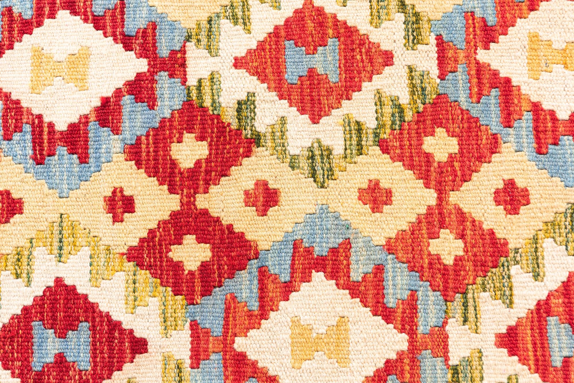 3' 5 x 6' 8 Hand Woven Kilim Maymana Wool Runner Rug