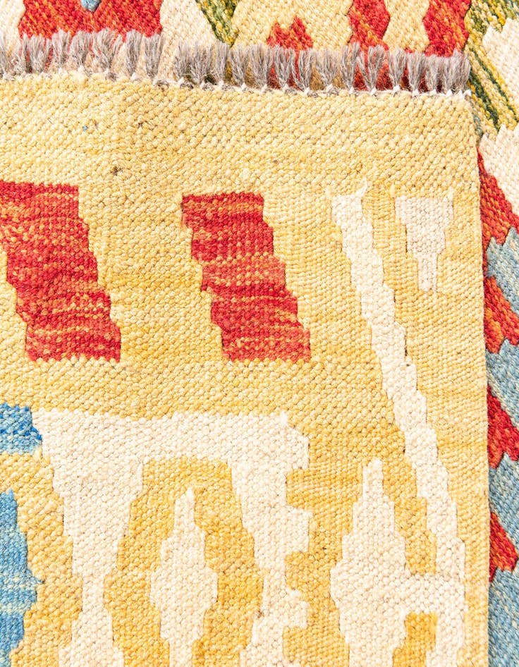 Detail image of 3' 5 x 6' 8  Hand Woven Kilim Maymana Wool Runner Rug