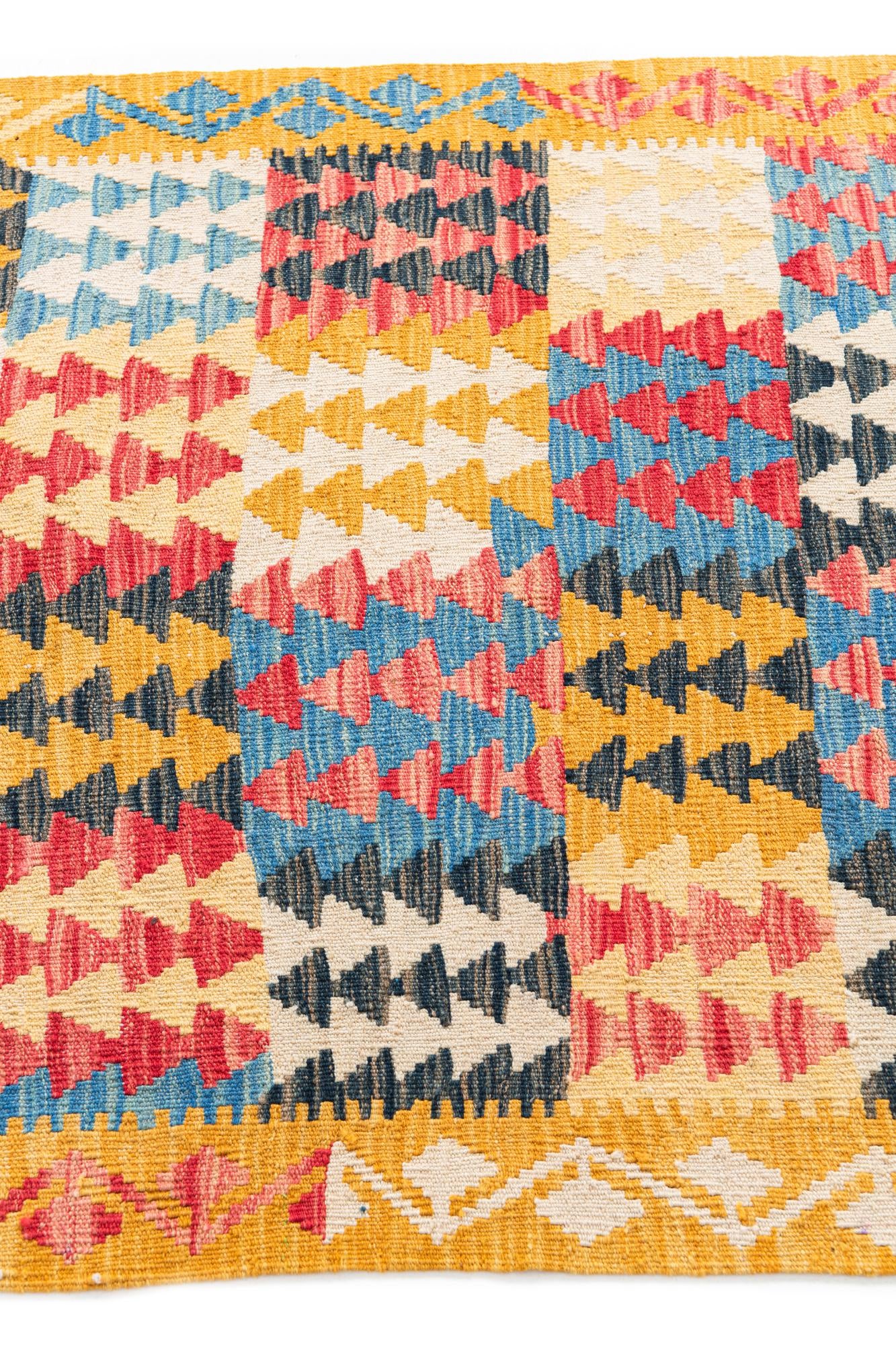 3' 3 x 6' 6 Hand Woven Kilim Maymana Wool Runner Rug