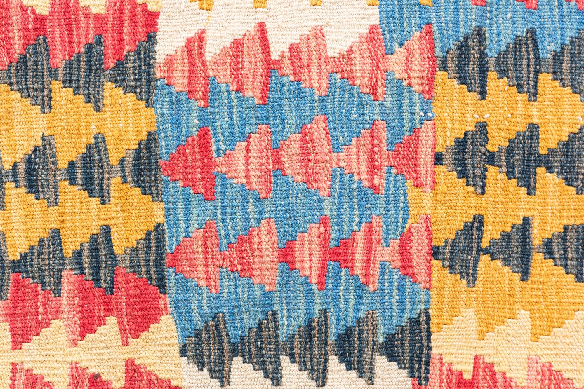 3' 3 x 6' 6 Hand Woven Kilim Maymana Wool Runner Rug
