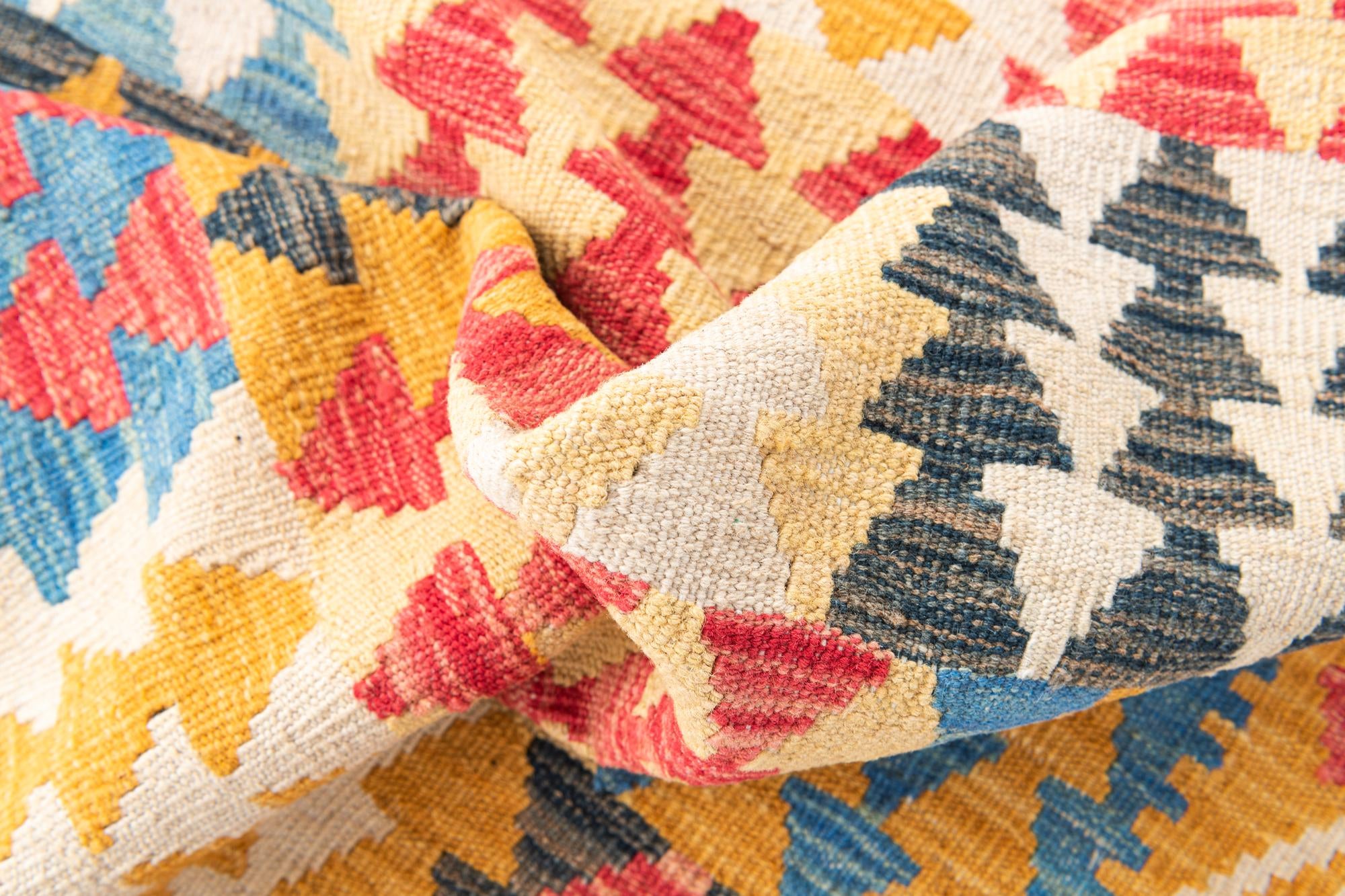 3' 3 x 6' 6 Hand Woven Kilim Maymana Wool Runner Rug