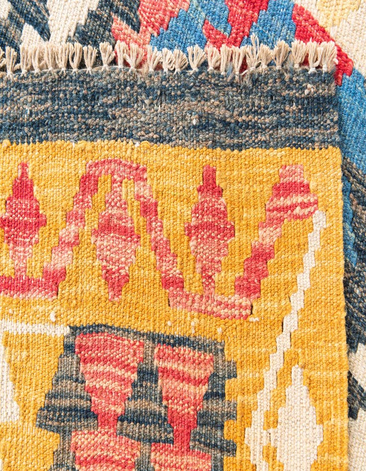 Detail image of 3' 3 x 6' 6  Hand Woven Kilim Maymana Wool Runner Rug