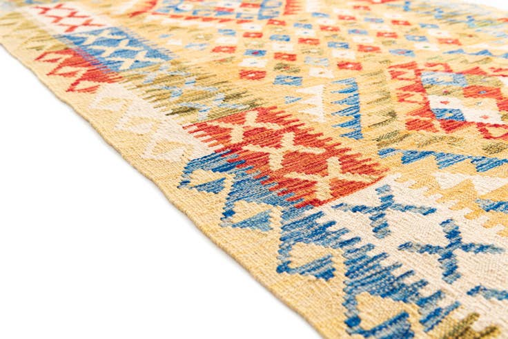 Detail image of 3' 4 x 6' 7 Hand Woven Kilim Maymana Wool Runner Rug