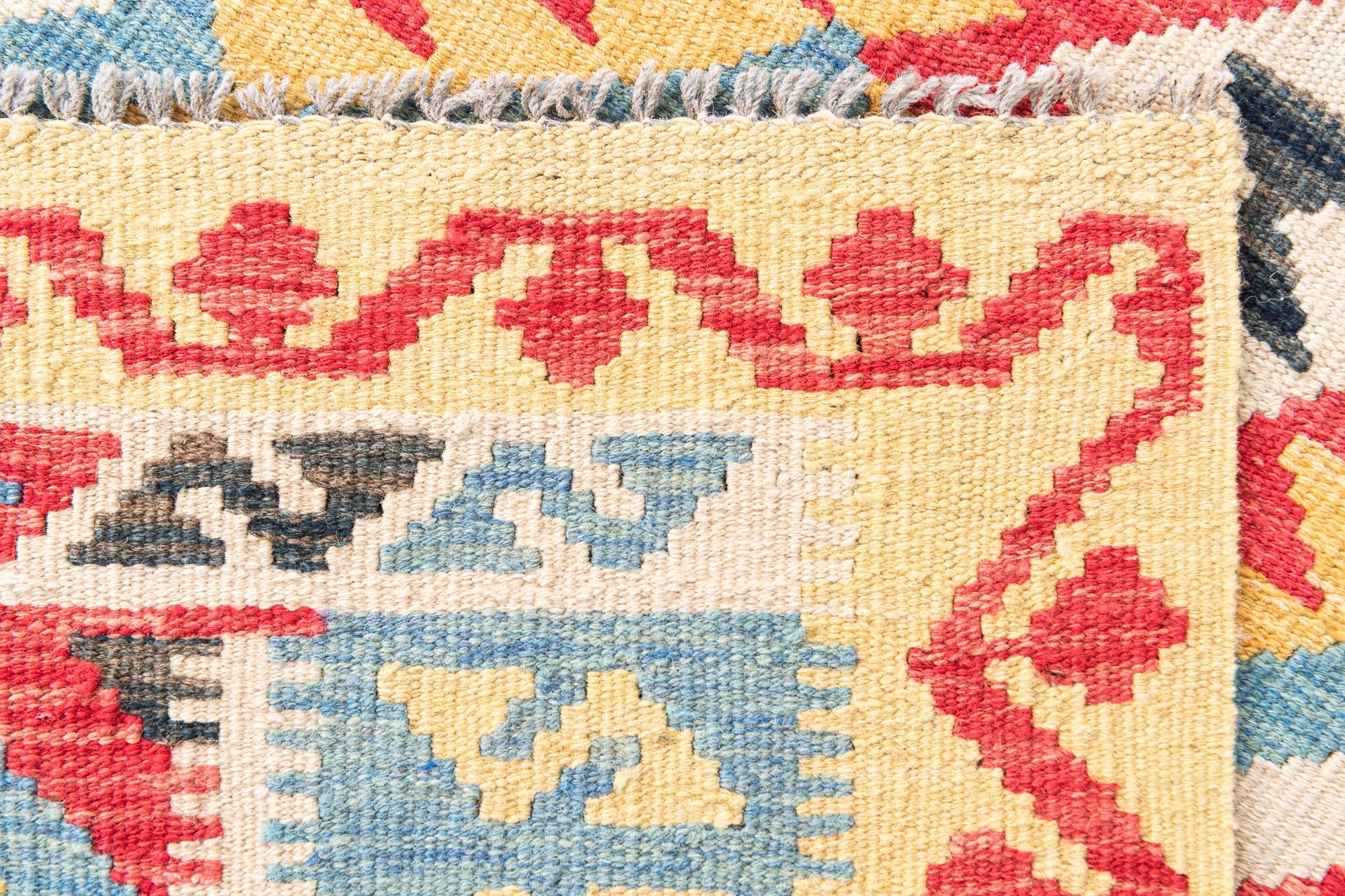 3' 5 x 6' 8 Hand Woven Kilim Maymana Wool Runner Rug