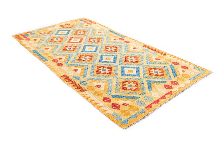 Detail image of 3' 5 x 6' 9 Hand Woven Kilim Maymana Wool Runner Rug