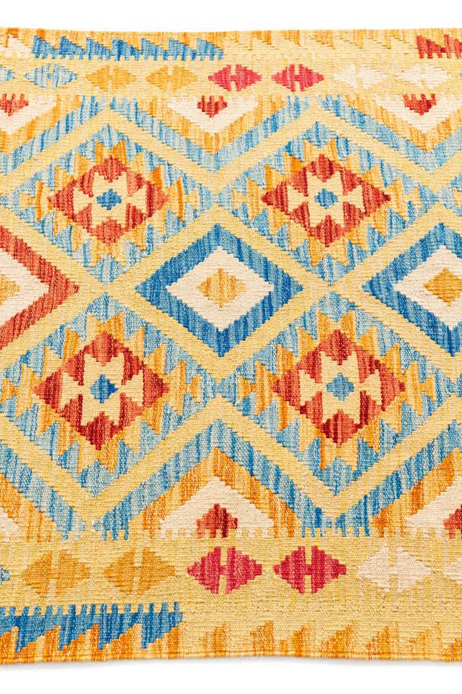 3' 5 x 6' 9 Hand Woven Kilim Maymana Wool Runner Rug