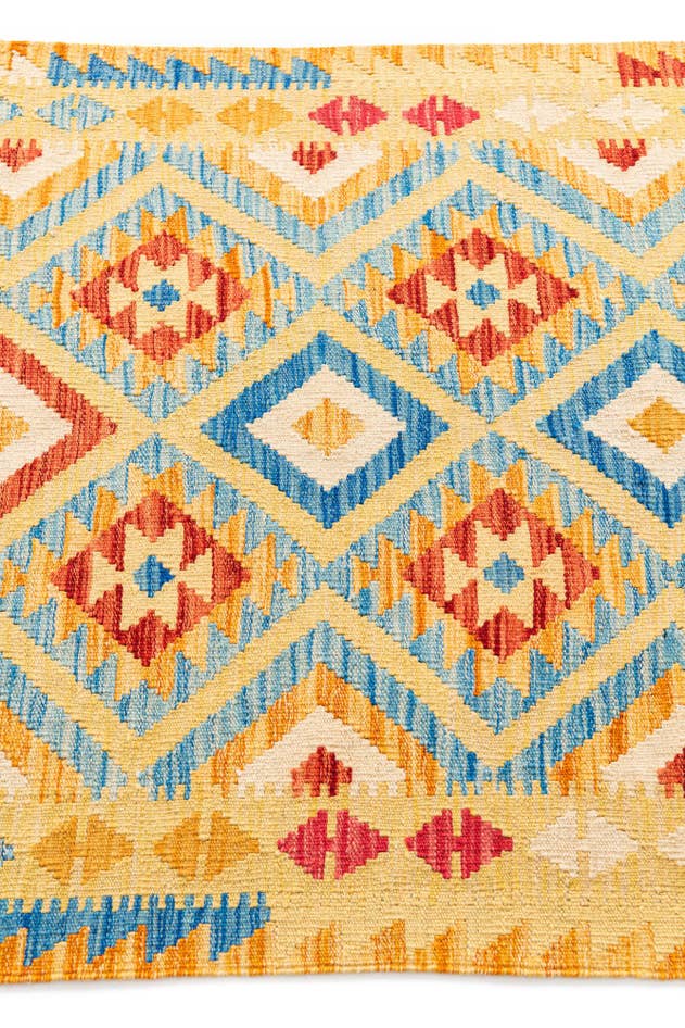 Detail image of 3' 5 x 6' 9 Hand Woven Kilim Maymana Wool Runner Rug
